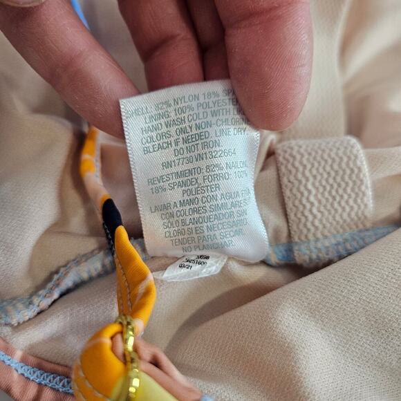 Kona Sol One Piece Swim Orange Tropical Side Cinch Medium - Picture 5 of 7